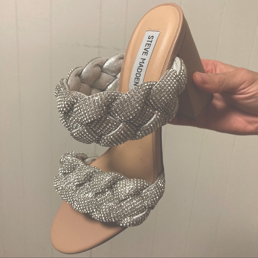 Steve Madden Rhinestone Braided Block Sandals